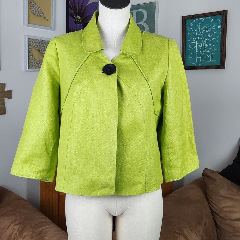 Laura Ashley Linen Blazer Jacket Size Petite M